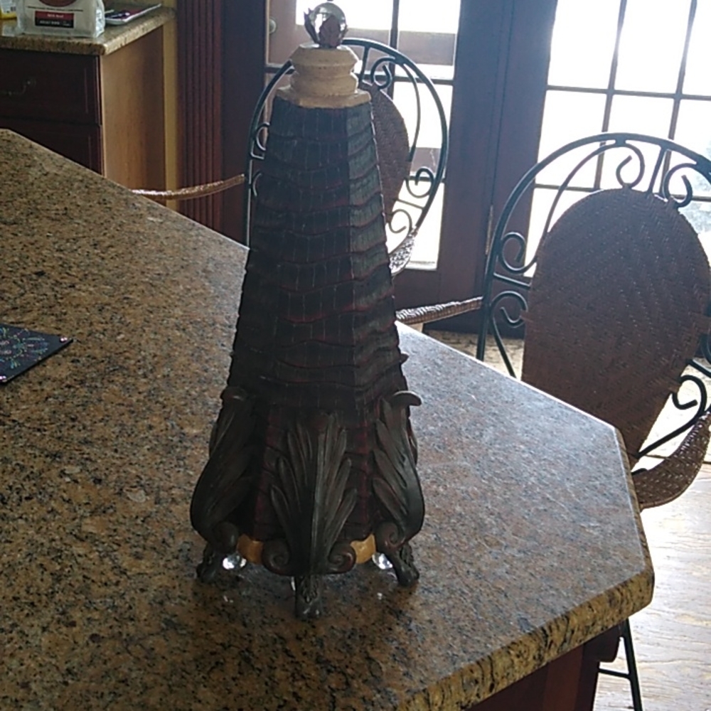 Ornate Wooden Box and Candle Stick